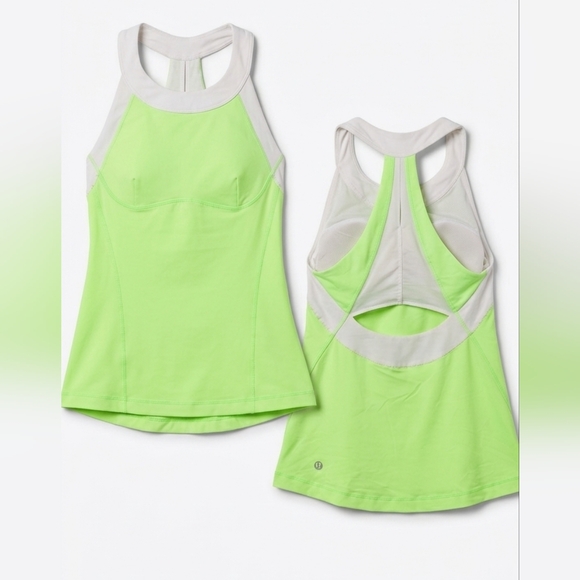 lululemon athletica Neon Lime Athletic Tank with White Trim PTP 12-14 - Picture 3 of 5